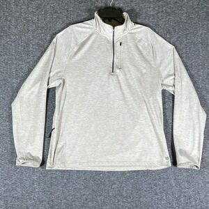 Vrst‎ Mens Beige Melange Quarter Zip Long Sleeve Pullover Shirt Size Large